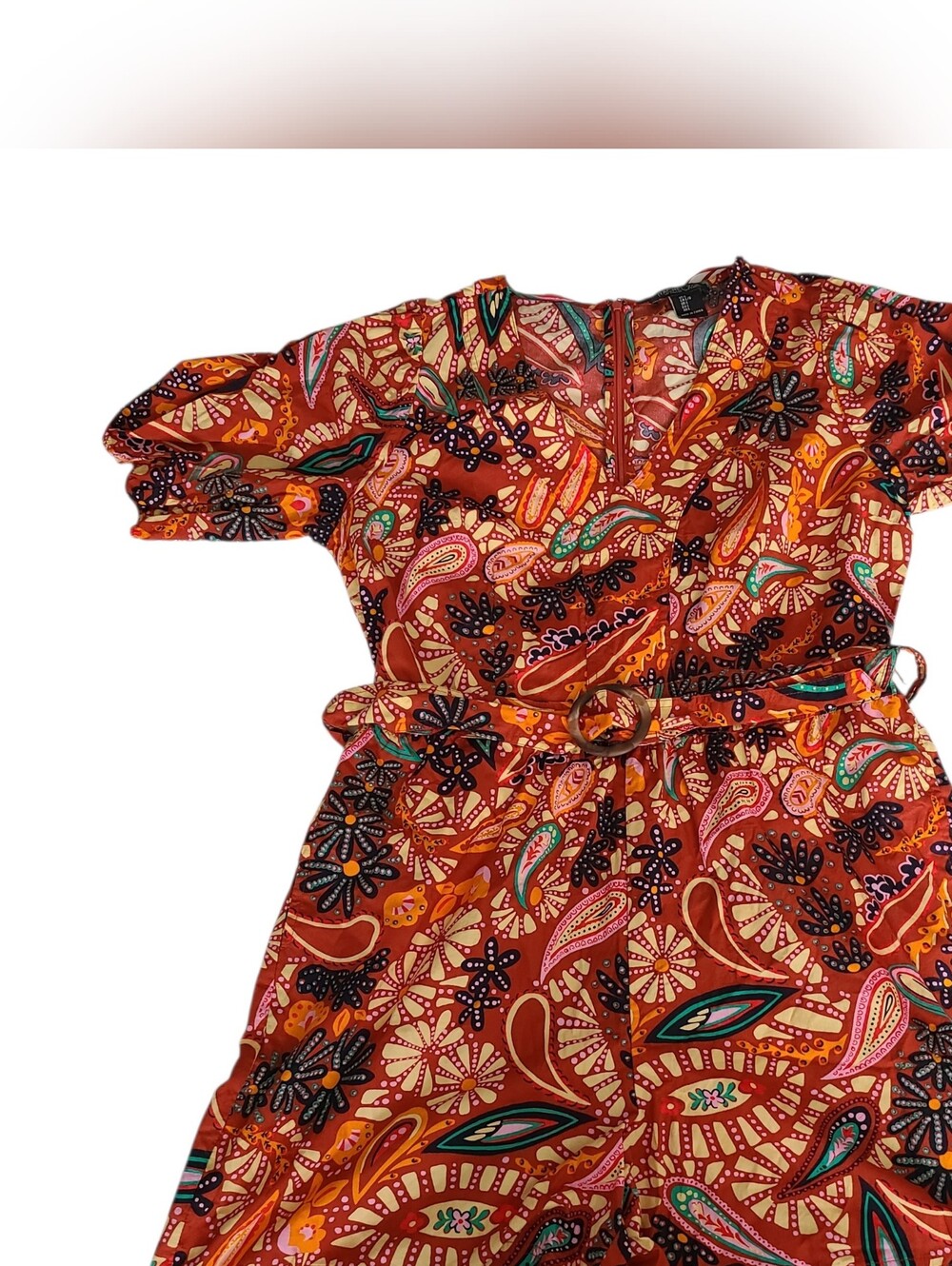 RACHEL ZOE | MULTI-COLOR BELTED ROMPER | SIZE LARGE - Picture 2 of 16